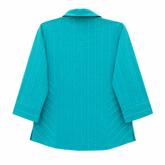 Women's Self-Striped Button Down Shirt / Tunic - W-51