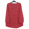 Women's Red LOVE Print Tunic 2 Chest Pocket Button Front - W-52