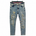 Mens Acid Wash Patchwork Ripped Jeans - M-119
