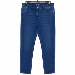 Women Dark Blue Stretch Skinny Jeans Mid Rise Classic 5-Pocket - W-38