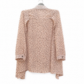 Women's Nude Abstract Print Georgette Tunic - Contrast Polka Dot - W-56