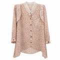 Women's Nude Abstract Print Georgette Tunic - Contrast Polka Dot - W-56