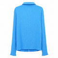 Women's Sky Blue Crinkle Full Sleeve Button Front Relaxed Fit - W-59