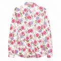 Women's Cream Pink Floral Print Cotton Shirt - Full Sleeve, Button Front - W-60