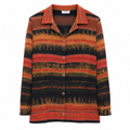 Women's Rust Black Abstract Stripe Viscose Shirt - Camp Collar, Full Sleeve - W-63