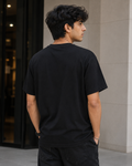Short Sleeves Round Neck With Front Sleek Black Print Logo - M-80