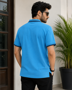 Short Sleeves Polo Collar With Three Button Placket - M-90
