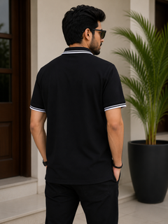 Short Sleeves Polo Collar With Three Button Placket - M-92