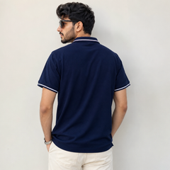 Short Sleeves Polo Collar With Three Button Placket - M-93