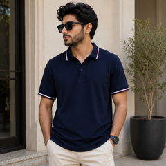 Short Sleeves Polo Collar With Three Button Placket - M-94
