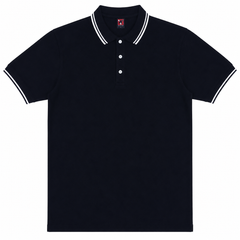 Short Sleeves Polo Collar With Front Embroidery Three Button Placket - M-105