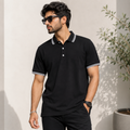 Short Sleeves Polo Collar With Three Button Placket - M-97