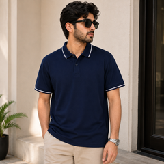 Short Sleeves Polo Collar With Three Button Placket - M-98