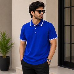Short Sleeves Polo Collar With Three Button Placket - M-109