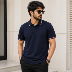 Short Sleeves Polo Collar With Three Button Placket - M-110