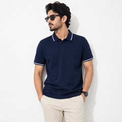 Short Sleeves Polo Collar With Two Button Placket - M-81