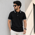 Short Sleeves Polo Collar With Three Button Placket - M-82