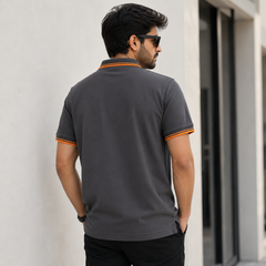 Short Sleeves Polo Collar With Three Button Placket - M-83