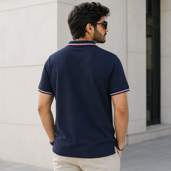 Short Sleeves Polo Collar With Three Button Placket - M-84