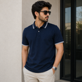 Short Sleeves Polo Collar With Three Button Placket - M-84
