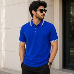Short Sleeves Polo Collar With Three Button Placket - M-85