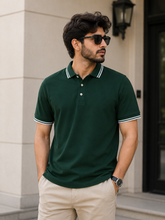 Short Sleeves Polo Collar With Three Button Placket - M-87