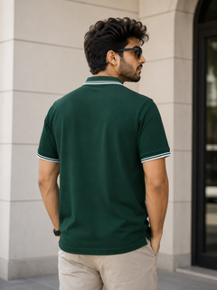 Short Sleeves Polo Collar With Three Button Placket - M-87