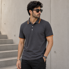 Short Sleeves Polo Collar With Three Button Placket - M-112