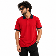 Short Sleeves Polo Collar With Three Button Placket - M-103