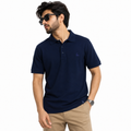 Short Sleeves Polo Collar With Front Embroidery Three Button Placket - M-104