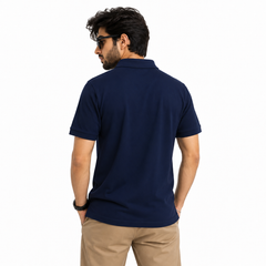 Short Sleeves Polo Collar With Front Embroidery Three Button Placket - M-104