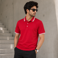 Short Sleeves Polo Collar With Three Button Placket - M-107