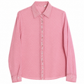 Full Sleeves Pink Polka Dot Sheer Shirt - W-126