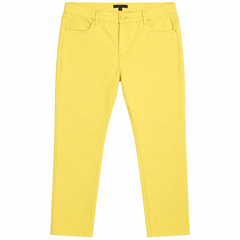 Lemon Yellow Slim Fit Pants With Front Back Pocket - W-127