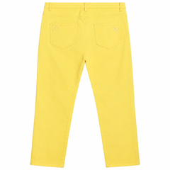 Lemon Yellow Slim Fit Pants With Front Back Pocket - W-127