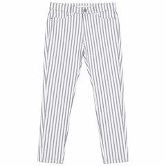 White & Navy Pin Stripe Slim Pants - W-128