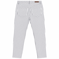 White & Navy Pin Stripe Slim Pants - W-128