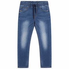 Dark Wash Denim Pant with Drawstring Waist - W-132