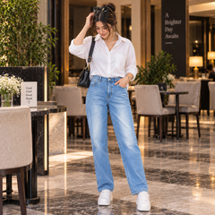 Light Wash Slim Fit Skiny Jeans With Multi pocket - W-133