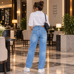 Light Wash Slim Fit Skiny Jeans With Multi pocket - W-133