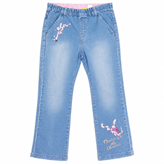Denim Jeans with Bow & Floral Embroidery - K-182
