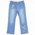 Denim Jeans with Bow & Floral Embroidery - K-182