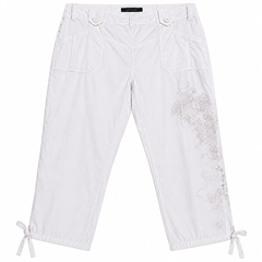 Embroidered Capri Pants with Tie Hem - W-131