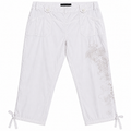 Embroidered Capri Pants with Tie Hem - W-131