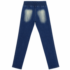 High Waist Distressed Dark Wash Skinny Jeans - W-136