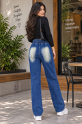 High Waist Distressed Dark Wash Skinny Jeans - W-136