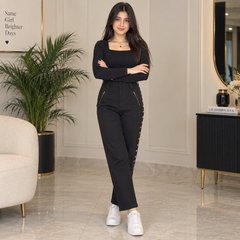 Black High Waist Slim Fit Pants - W-146