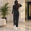 Black High Waist Slim Fit Pants - W-146