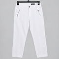 White Straight Fit Stretch Pants With Multi Pocket - W-147