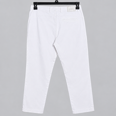 White Straight Fit Stretch Pants With Multi Pocket - W-147